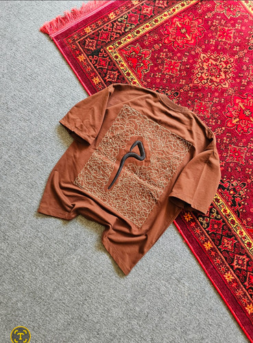 تیشرت فول گلدوزی (م) پنبه دو نخ رنگ قهوه ای